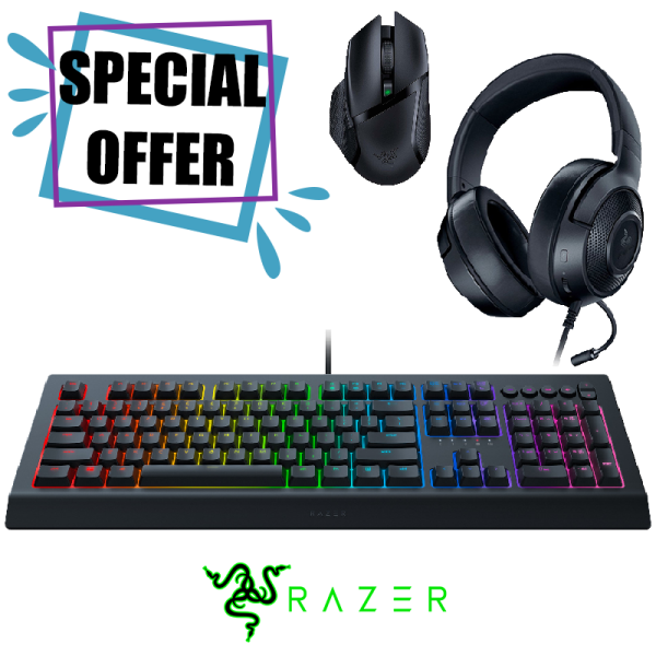 Razer Kraken X Over Ear Gaming Headset +Basilisk X Hyperspeed+Cynosa V2 Gaming Πληκτρολόγιο 
