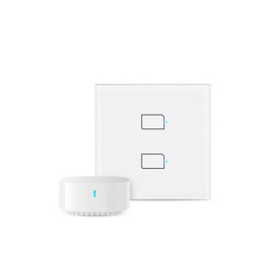 Broadlink TC3-EU-2 Smart Hub Kit Χωνευτός Διακόπτης Τοίχου Wi-Fi για Έλεγχο Φωτισμού με Πλαίσιο και Δύο Πλήκτρα Αφής Λευκός