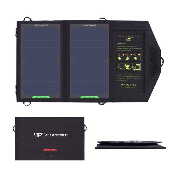 Allpowers AP-SP5V Αναδιπλούμενος Ηλιακός Φορτιστής Φορητών Συσκευών 10W με σύνδεση USB