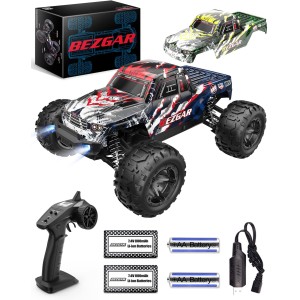 BeZGAR 7 Hobby Grade 1:16 Scale Remote Control Truck, 4WD High Speed ​​40+ Kmh All Terrains Ηλεκτρικό παιχνίδι εκτός δρόμου RC ερπυστριοφόρο αυτοκινήτου με 2 επαναφορτιζόμενες μπαταρίες για αγόρια, παιδιά και ενήλικες