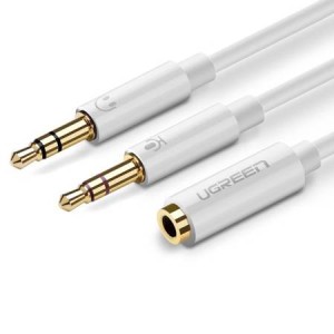 Ugreen Cable 3.5mm female - 2x 3.5mm male Λευκό 0.20m (20897)