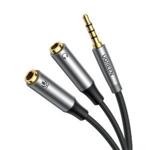 Ugreen Cable 3.5mm male - 2x 3.5mm female Γκρι 0.2m (50254)