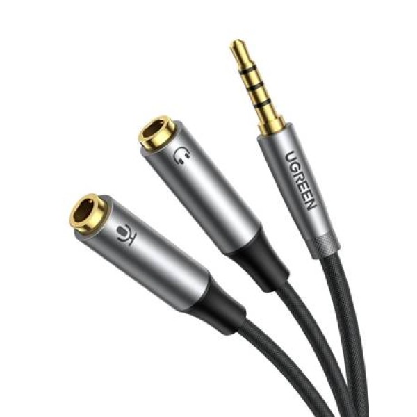 Ugreen Cable 3.5mm male - 2x 3.5mm female Μαύρο 0.2m (50253)