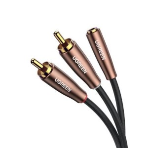 Ugreen Cable 3.5mm female - 2x RCA male Μαύρο 1m (50130)