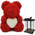 Αρκουδάκι από Τεχνητά Τριαντάφυλλα Κόκκινο με Καρδιά 40cm Σε Κουτί