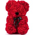 Αρκουδάκι από Τεχνητά Τριαντάφυλλα Κόκκινο 24cm Σε Κουτί
