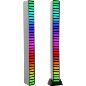 LED επαναφορτιζόμενη διακοσμητική μπάρα φωτισμού RGB sound-sensitive με βάση στήριξης D08-RGB ρύθμιση φωτισμού μέσω εφαρμογής silver