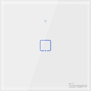 Sonoff T1 TX 1 Gang Χωνευτός Διακόπτης Τοίχου Wi-Fi για Έλεγχο Φωτισμού με Πλαίσιο και Ένα Πλήκτρο Αφής Λευκός